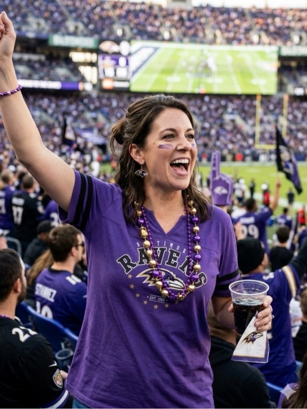 NFL Baltimore Ravens Purple Football Jersey Style T-Shirt Women's Plus Size 1X